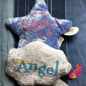 Angel & Star Accent Pillow Set - Blue and White